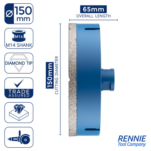 150mm diamond hole saw m14 - 150mm,